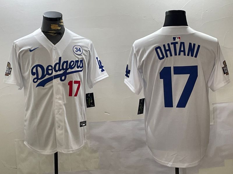 Men Los Angeles Dodgers #17 Ohtani White Game 2024 Nike MLB Jersey style 11202->los angeles dodgers->MLB Jersey